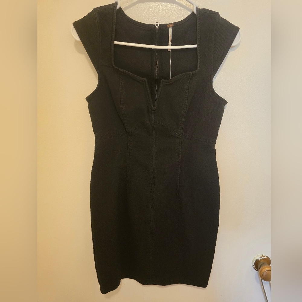 Free People Lia Denim Cap Sleeve Mini Dress Xs NWT - Picture 4 of 6